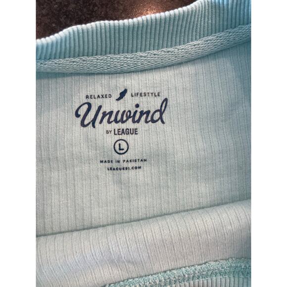 Ladies Corded aqua color Cropped sweatshirt FLORA-BAMA 100% Cotton L - Picture 4 of 10